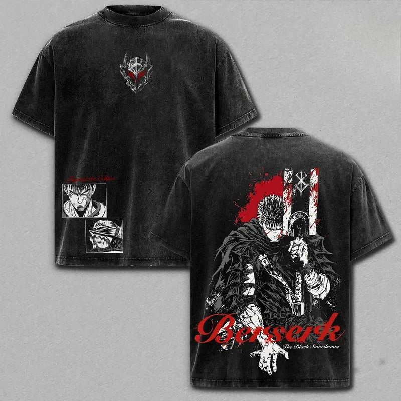 T-shirt Guts Berserk — Manga Tee Casual Vintage Washed