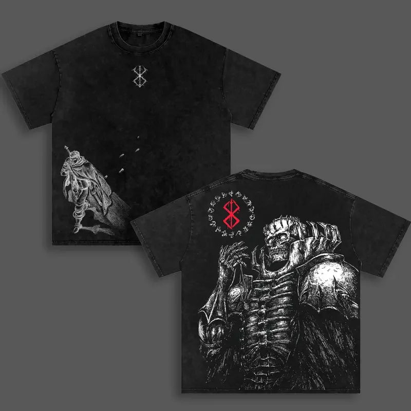 T-shirt Skull Knight — Berserk Oversize Vintage Washed