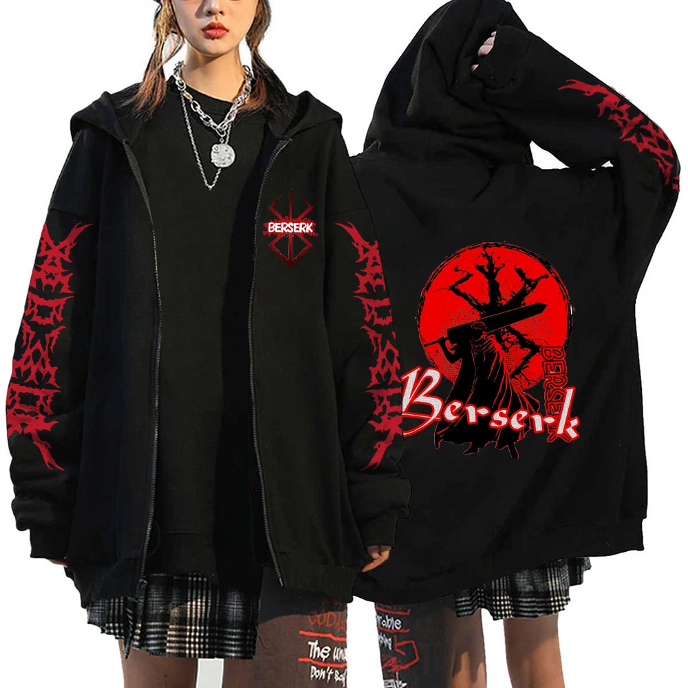 Hoodie Zippé Guts Berserk — Veste Sweatshirt Graphic Vintage Unisexe