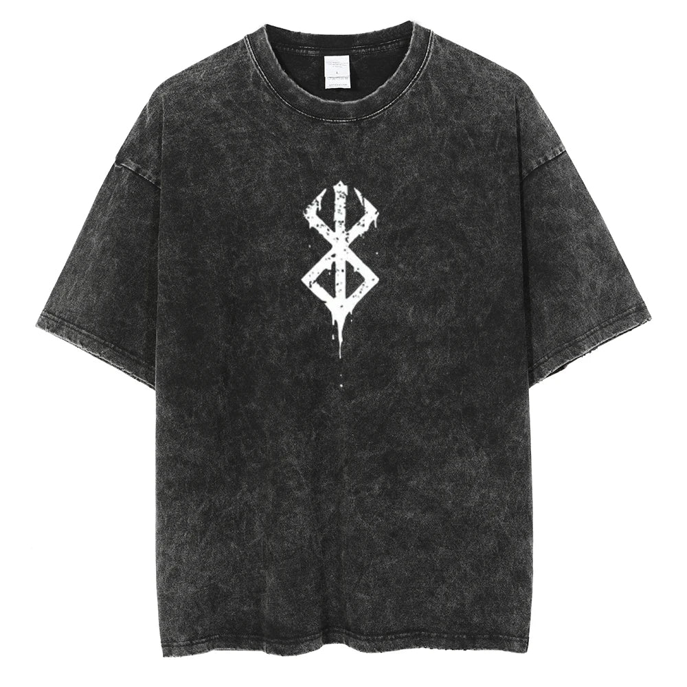 T-shirt Berserk — Logo Death Metal Washed Coton Oversize