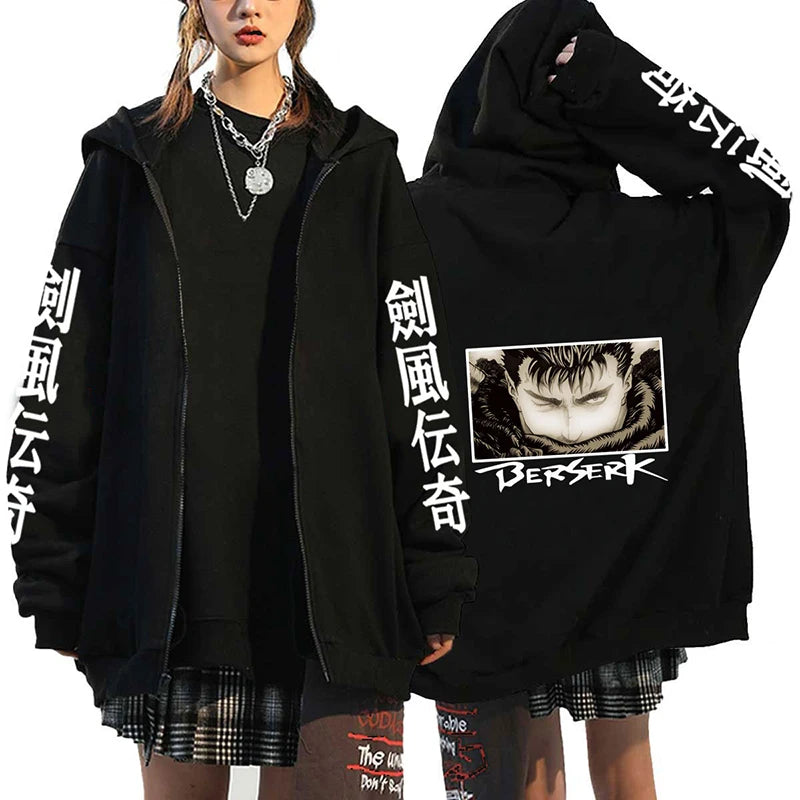 Hoodie Zippé Berserk — 100% Coton Unisexe