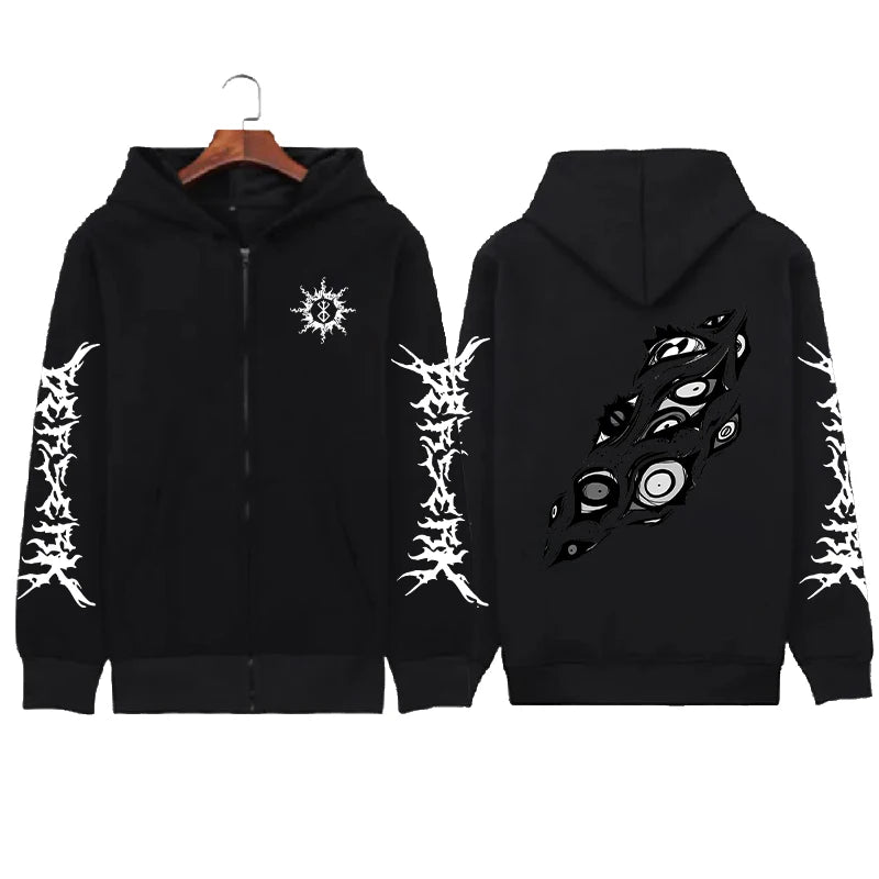 Hoodie Zippé Skull Berserk — Sweatshirt Fleece Graphic Unisexe