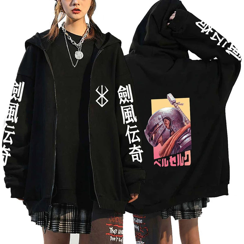 Hoodie Zippé Berserk — 100% Coton Unisexe