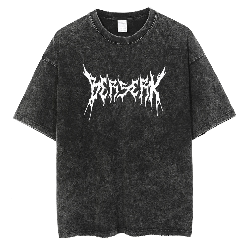 T-shirt Berserk — Logo Death Metal Washed Coton Oversize