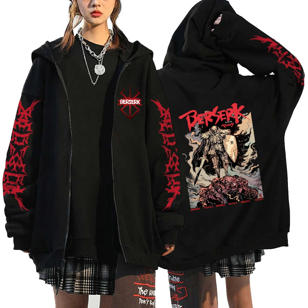 Hoodie Zippé Guts Berserk — Veste Sweatshirt Graphic Vintage Unisexe